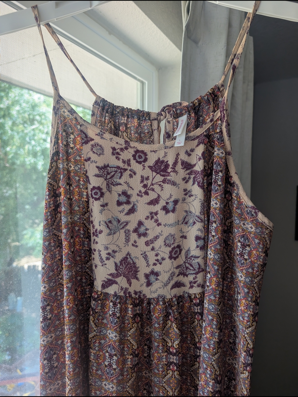 Xhilaration Mauve and Cream Boho Floral Maxi Dress - Picture 3 of 8